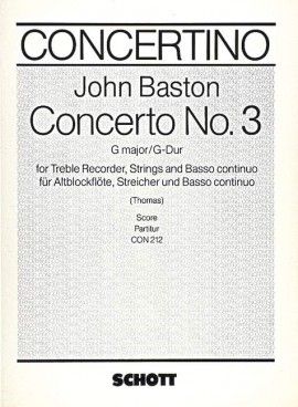 Concerto No. 3 G Major - J, Baston -partitura SCHOTT