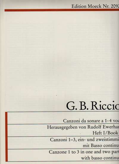 G. B. Riccio - Canzoni da sonare - 1. díl Moeck